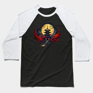 Japanese Shinto Shrine Pagoda Baseball T-Shirt